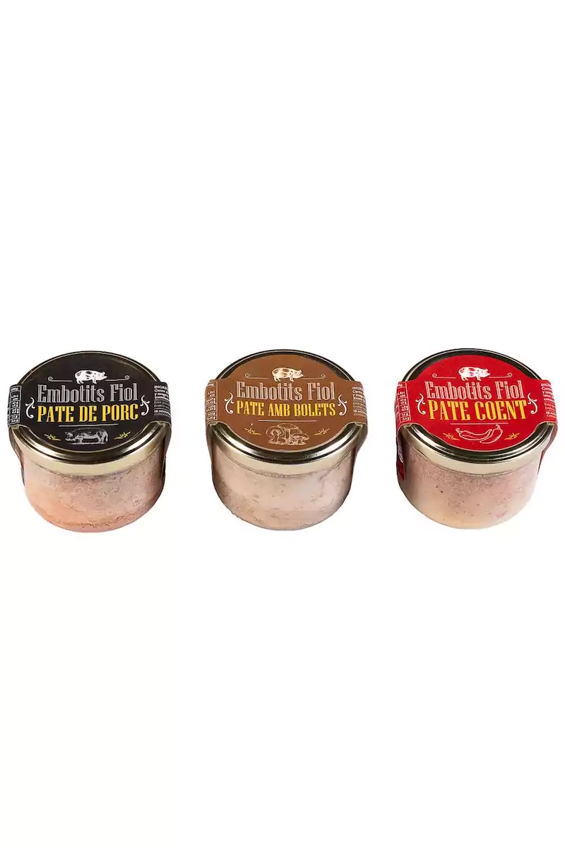 Paté gourmet de Olis Solivellas en envase de vidrio, calidad artesanal.